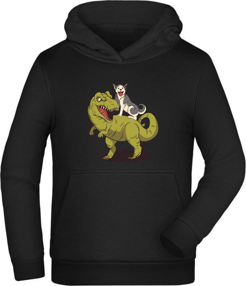 Hooded Sweatshirt Hoodie Kids - Dog on T-Rex i94